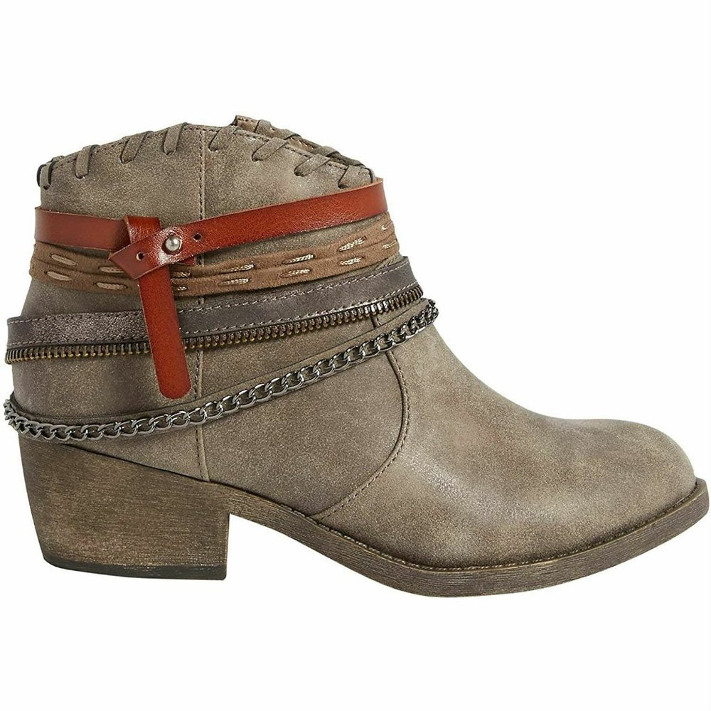 Western Style Ankle Booties Mixed Straps Size 7.5